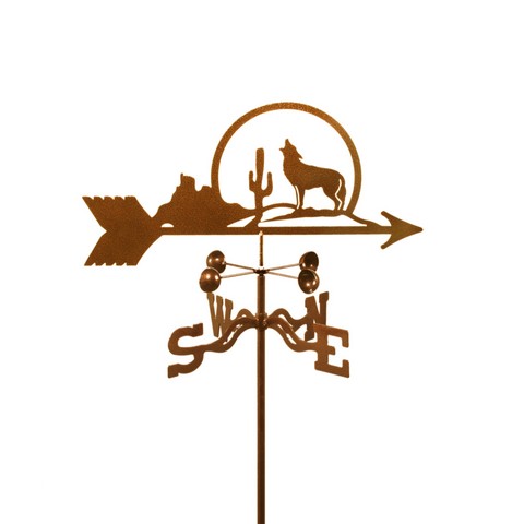 EZ1305-4S Coyote with Cactus Weathervane - Four Sided Mount