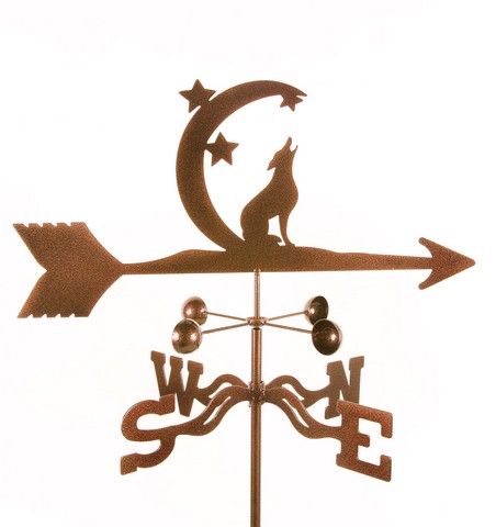 Coyote with Moon & Stars Weathervane - Four Sided Mount