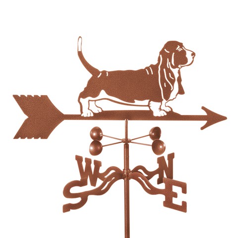 Dog Basset Hound Weathervane with Post Mount