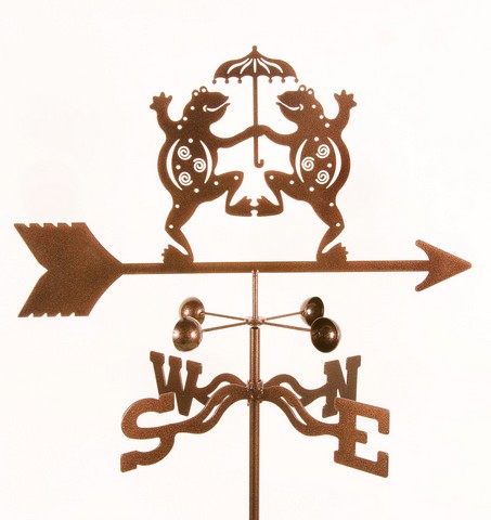 Frogs Dancing Weathervane with Post Mount