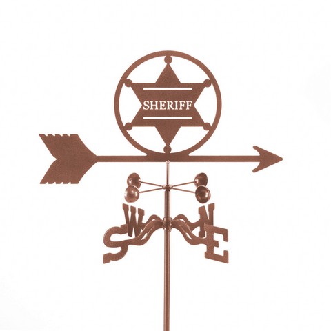 EZ1711-PT Sheriff 6 Point Badge Weathervane with Post Mount