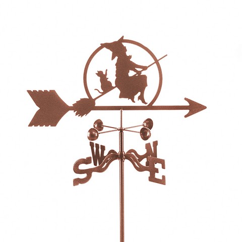 EZ1809-PT Witch on a Broom Weathervane with Post Mount