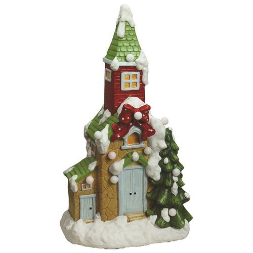 21.25 in. Pre-Lit LED Snow Covered House Decorative Christmas Tabletop Figure