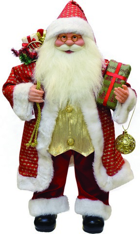 24.5 in. Red & Gold Santa Claus with Gifts Christmas Tabletop Decoration -  NorthLight, 32256731