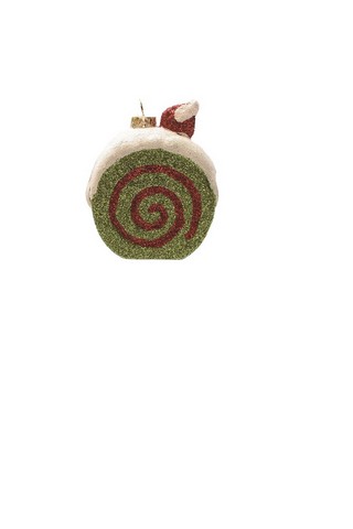 3.25 in. Merry & Bright Green, White & Red Glittered Shatterproof Cake Slice Christmas Ornament