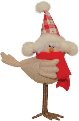 Picture of NorthLight 8.25 in. Standing Beige Bird with Red Scarf & Hat Tabletop Decoration