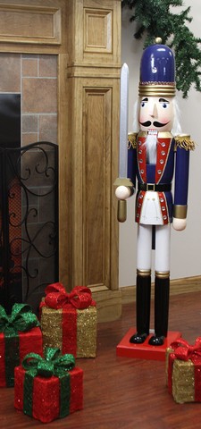 Picture of NorthLight 48 in. Decorative Blue, Red & White Wooden Christmas Nutcracker Soldier with Sword