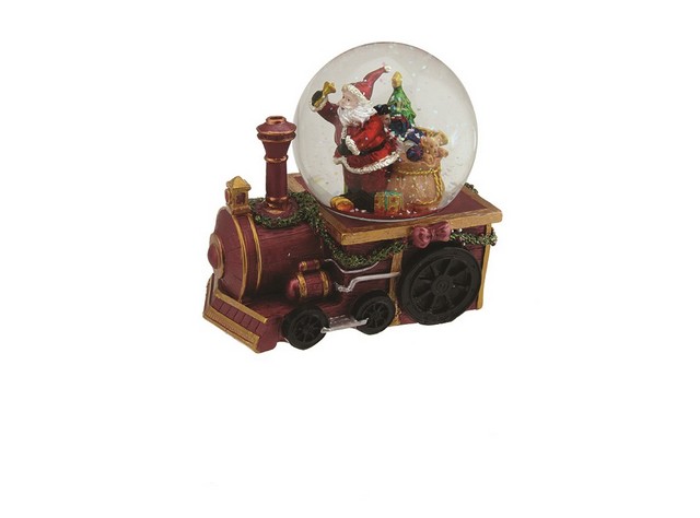 5.25 in. Santa Claus with Sack of Gifts on Train Christmas Snow Globe Glitterdome -  NorthLight, 32260152