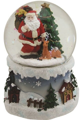 5.5 in. Santa Claus with Sack of Gifts, Christmas Tree & Reindeer Snow Globe Glitterdome -  NorthLight, 32260156