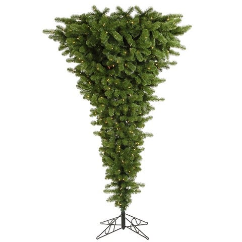 5.5 ft. x 38 in. Pre-Lit Upside Down Spruce Artificial Christmas Tree - Warm White LED Lights -  NorthLight, 32265438