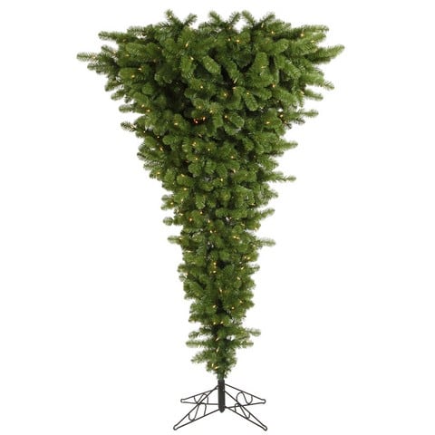 7.5 ft. Pre-Lit Upside Down Spruce Artificial Christmas Tree - Warm White LED Lights -  NorthLight, 32265442