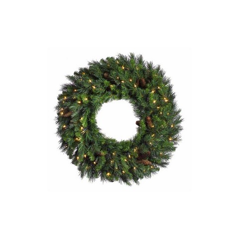 5 ft. Pre-Lit Dakota Red Pine Commercial Artificial Christmas Wreath - Warm White LED Lights -  NorthLight, 32265983