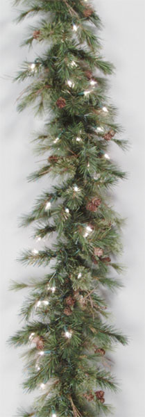 6 ft. x 9 in. Pre-Lit Country Mixed Pine Artificial Christmas Garland - Clear Lights -  NorthLight, 32266089