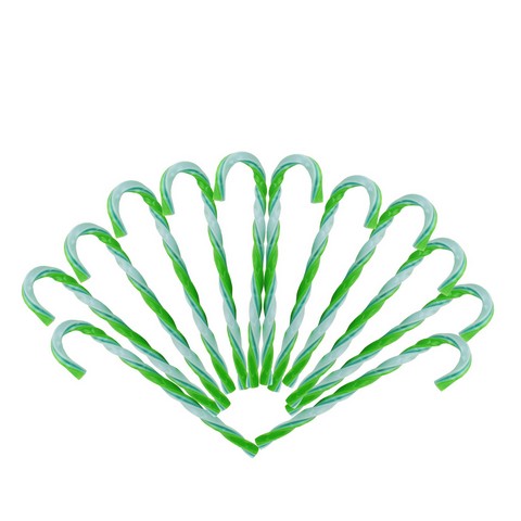 6 in. Green & White Twist Candy Cane Christmas Ornaments - 12 Count
