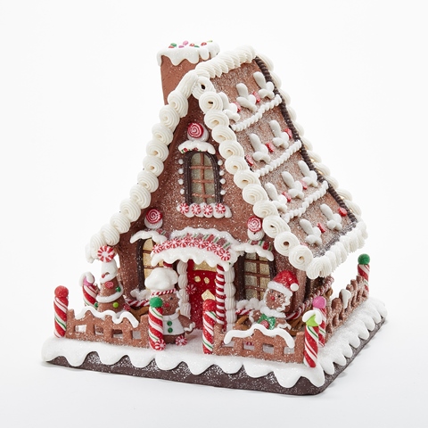 10 in. Battery Operated Claydough LED Gingerbread House Tablepiece