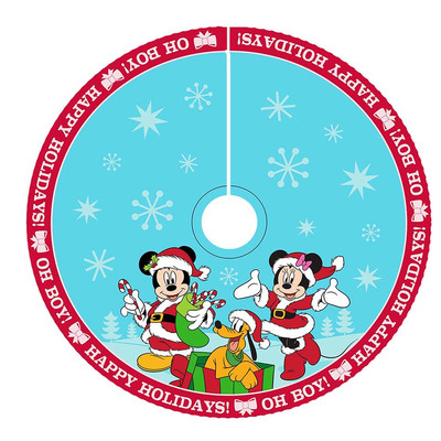 Kurt Adler 48 in. Mickey & Minnie Print Satin Treeskirt