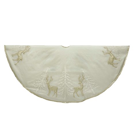 48 in. Gold Tree & Reindeer Applique Treeskirt