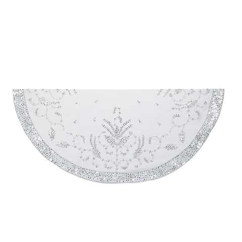 48 in. Silver Hand Embroidered Treeskirt