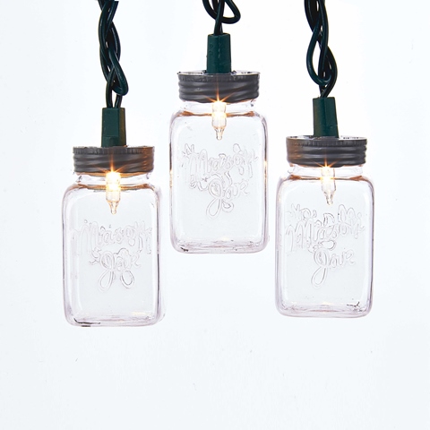 Kurt Adler UL4314C Clear Mason Jar Light - Set of 10