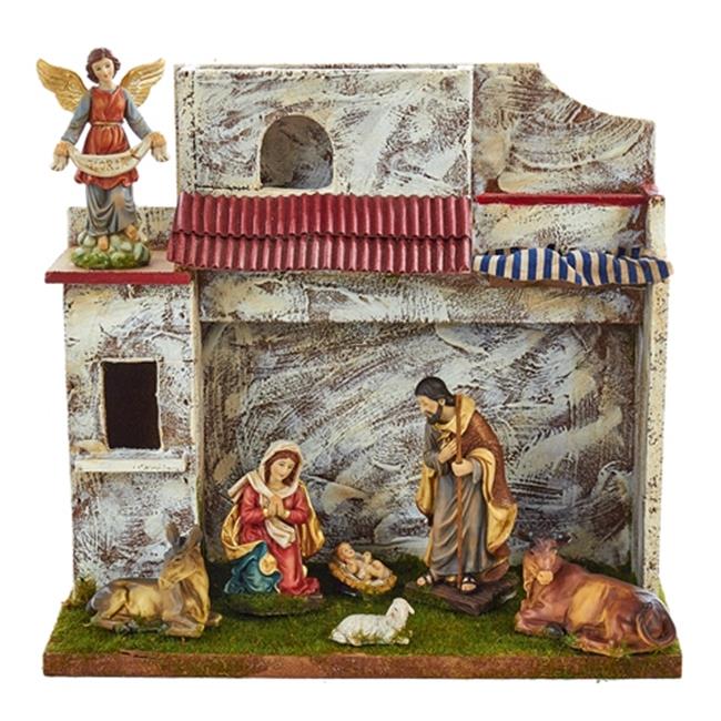 Kurt Adler N0282 Nativity Set with 9 Figures & Stable
