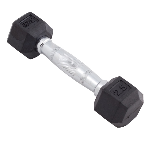 Rubber Encased Hex Dumbbell, 80 lbs