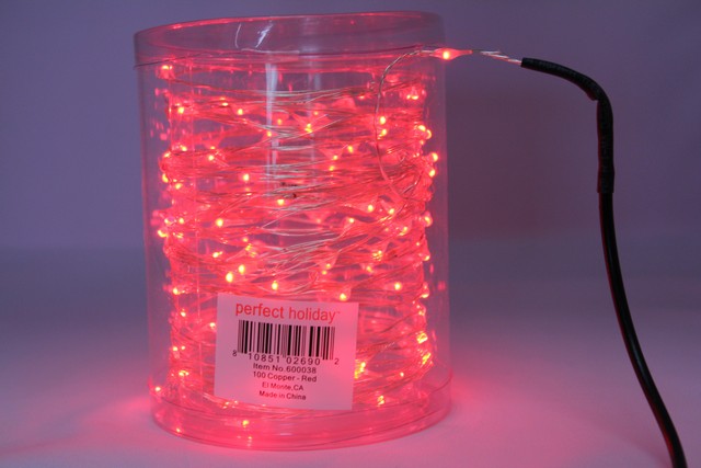 Battery Operated 100 LED Copper String Light - Red