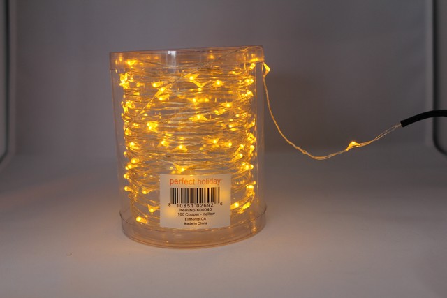 600040 Battery Operated 100 LED Copper String Light - Yellow