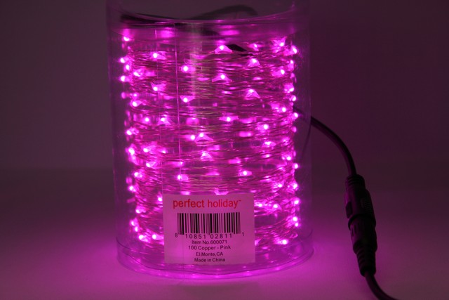 Picture of Perfect Holiday 600071 Battery Operated 100 LED Copper String Light - Pink