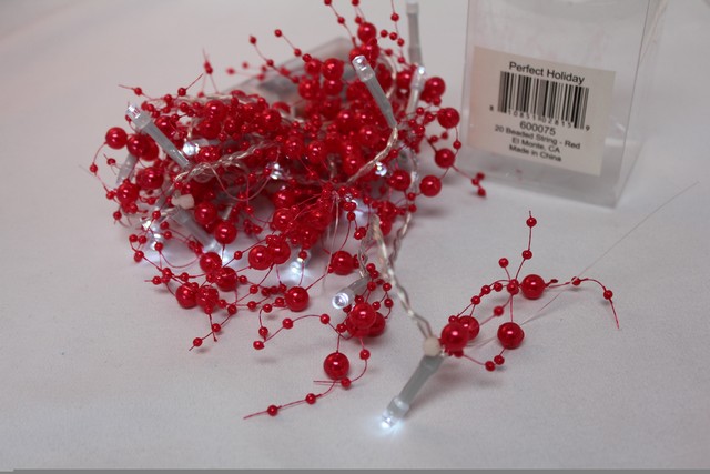 Picture of Perfect Holiday 600075 Battery Operated 20 LED String Light with Red Beads - White