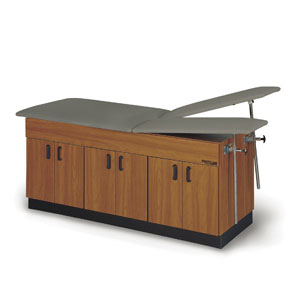 Proteam Split Leg Lift Table W/ Hinged Doors-Natural Oak-Dove Gray