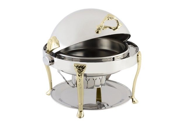 Picture of Bon Chef 17000 Stainless Steel Round Chafer with Renaissance Leg&#44; Brass