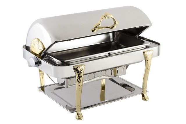 Picture of Bon Chef 17040 Stainless Steel Rectangular Chafer with Renaissance Leg&#44; Brass