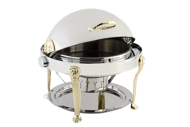 Picture of Bon Chef 18000 Stainless Steel Round Chafer with Brass Lion Leg & Trim