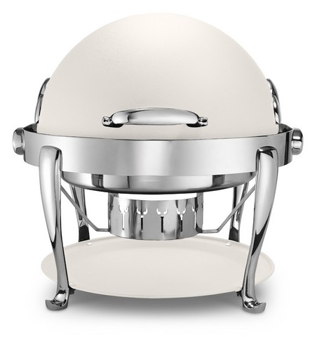 Picture of Bon Chef 19000CH-Bianco Elite Stainless Steel Round Chafer with Roman Legs Chrome Trim & Bianco