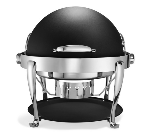 Picture of Bon Chef 19000CH-Nero Elite Stainless Steel Round Chafer with Roman Legs Chrome Trim & Nero