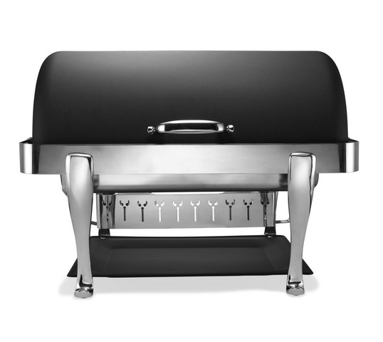 Picture of Bon Chef 19040CH-Nero Elite Stainless Steel Rectangular Chafer with Roman Legs Chrome Trim & Nero