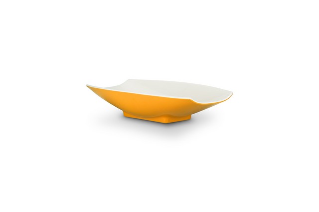 Picture of Bon Chef 53702-2ToneYellow 10.5 x 6.12 x 2.5 in. Melamine Curves Bowl with Yellow Outside & White Inside, 24 oz