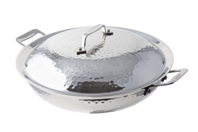 Picture of Bon Chef 60015HF 12 in. dia. Cucina Chef Pan with Lid Hammer & 2 Handles, 3.5 quart