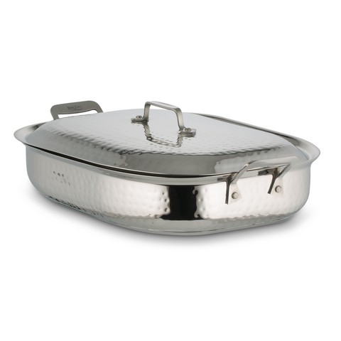 Picture of Bon Chef 60023CLDHF 15 x 11.25 x 3 in. Cucina Oblong Pan with Lid Hammer, 5 quart