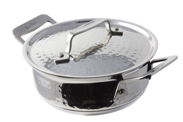 Picture of Bon Chef 60027HF 6.87 in. dia. Cucina Round Dish Hammered with Lid, 36 oz