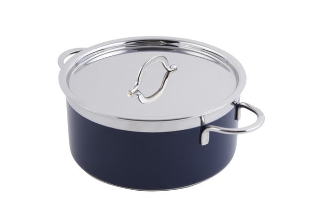 Picture of Bon Chef 60299COBALTBLUE 7 x 3 in. Classic Country French Collection 22 oz Pot with Cover, Cobalt Blue - 1 quart