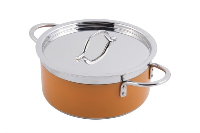 Picture of Bon Chef 60299ORANGE 7 x 3 in. Classic Country French Collection 1 quart Pot with Cover, Orange - 22 oz