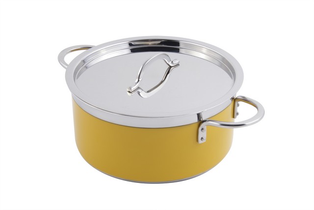 Picture of Bon Chef 60300YELLOW 7.75 in. dia. Classic Country French Collection 2 quart Pot with Cover&#44; Yellow - 9 oz
