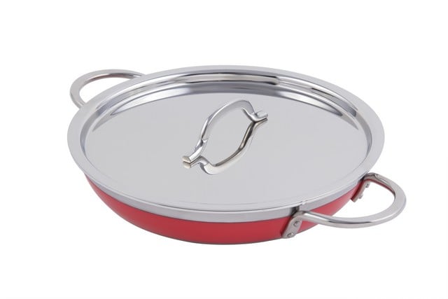 Picture of Bon Chef 60304RED 10.12 x 1.87 in. Classic Country French Collection Saute 1 quart Pan & Skillet with Cover Double Handle&#44; Red - 20 oz