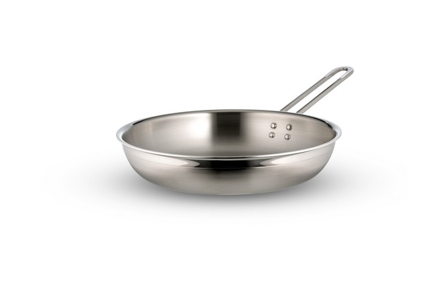 Picture of Bon Chef 60308-2ToneSS 11D x 2.12 x 7.5 Country French Two Tone Stainless Steel Saute 2 quart Pan Skill with Large Handle No Cover Large Handle&#44; 12oz