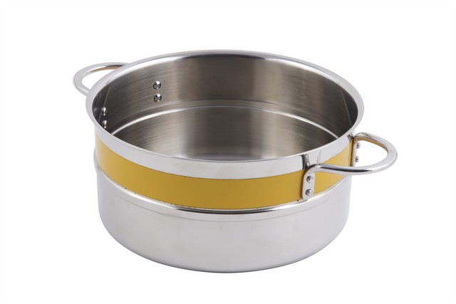 Picture of Bon Chef 62300NCYELLOW 7.75 x 3.5 in. Classic Country 0.5 Color Singlewall 2.3 quart Pot No Cover Riveted Handle, Yellow - 9 oz