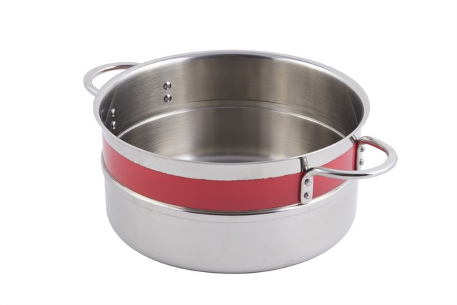 Picture of Bon Chef 62302NCRED 9.37 x 4.37 in. Classic Country 0.5 Color Singlewall 4.3 quart Pot No Cover Riveted Handle&#44; Red - 9 oz