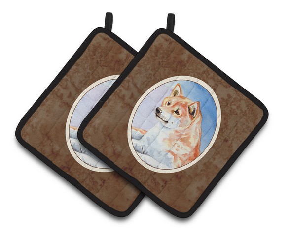 Picture of Carolines Treasures 7135PTHD Shiba Inu Pair of Pot Holders, 7.5 x 3 x 7.5 in.