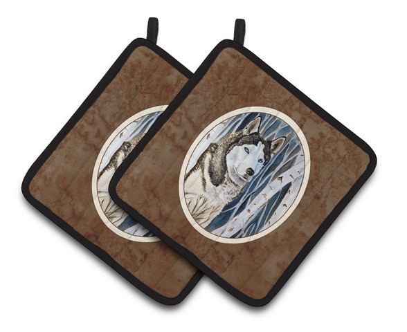 Picture of Carolines Treasures 7137PTHD Siberian Husky Pair of Pot Holders, 7.5 x 3 x 7.5 in.