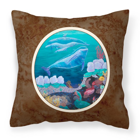 Dolphin Familty Swimming Fabric Decorative Pillow 14 x 3 x 14 in.